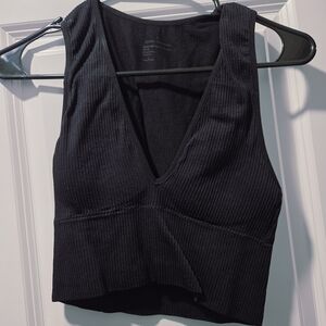 Amazon Black Ribbed Crop Top